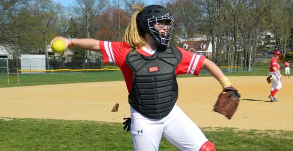 Softball pitcher winding up